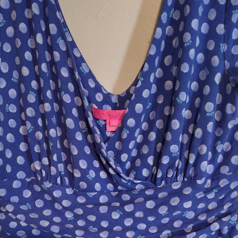 Lilly Pulitzer Blue and White Polka Dot Top